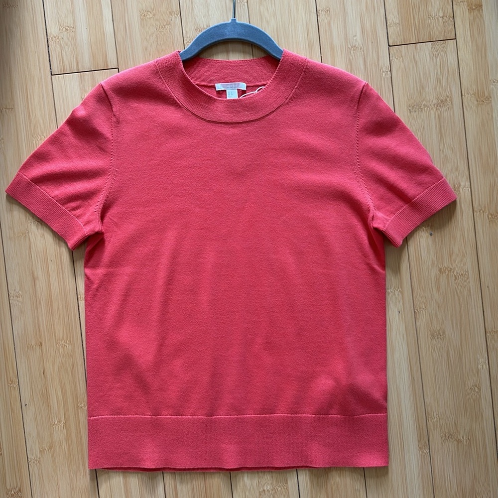 COS orange knit cotton t-shirt - size S - $49
